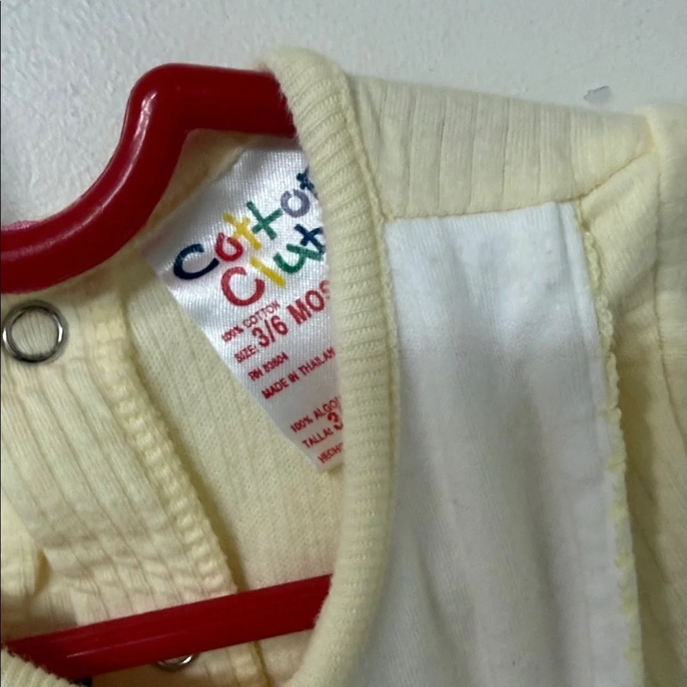 Charming Yellow Baby Footie with Embroidered Bib 90’s vintage